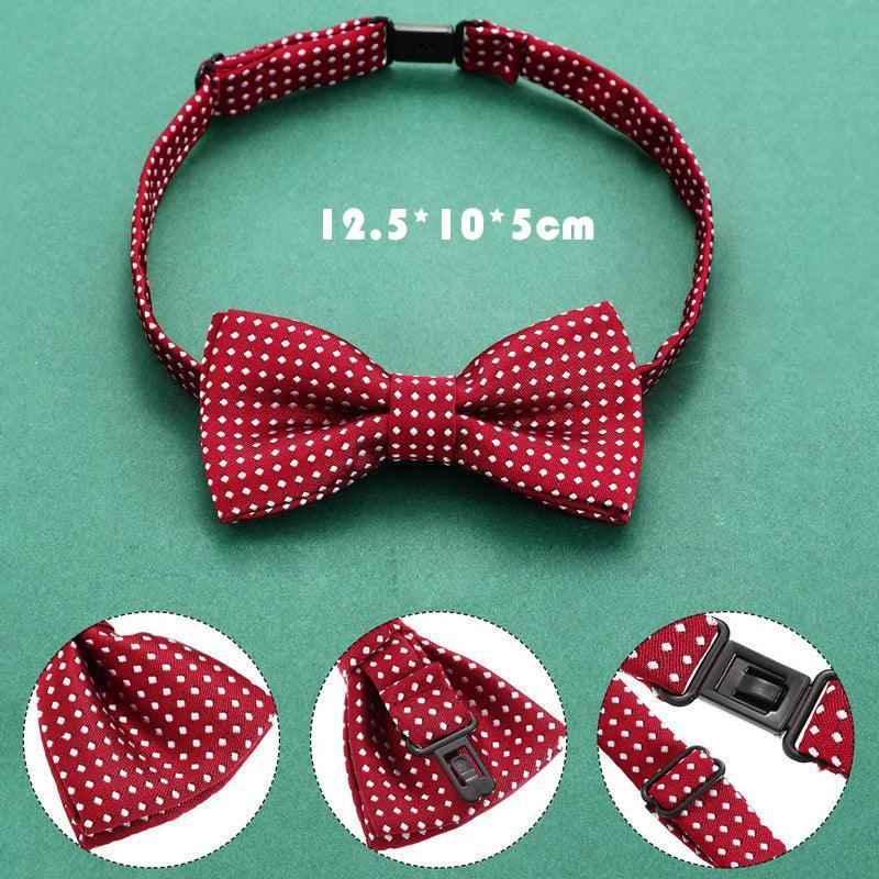 Formal Polka Dot Bow Tie Adjustable Necktie Small Size for Kids Pets Party Use