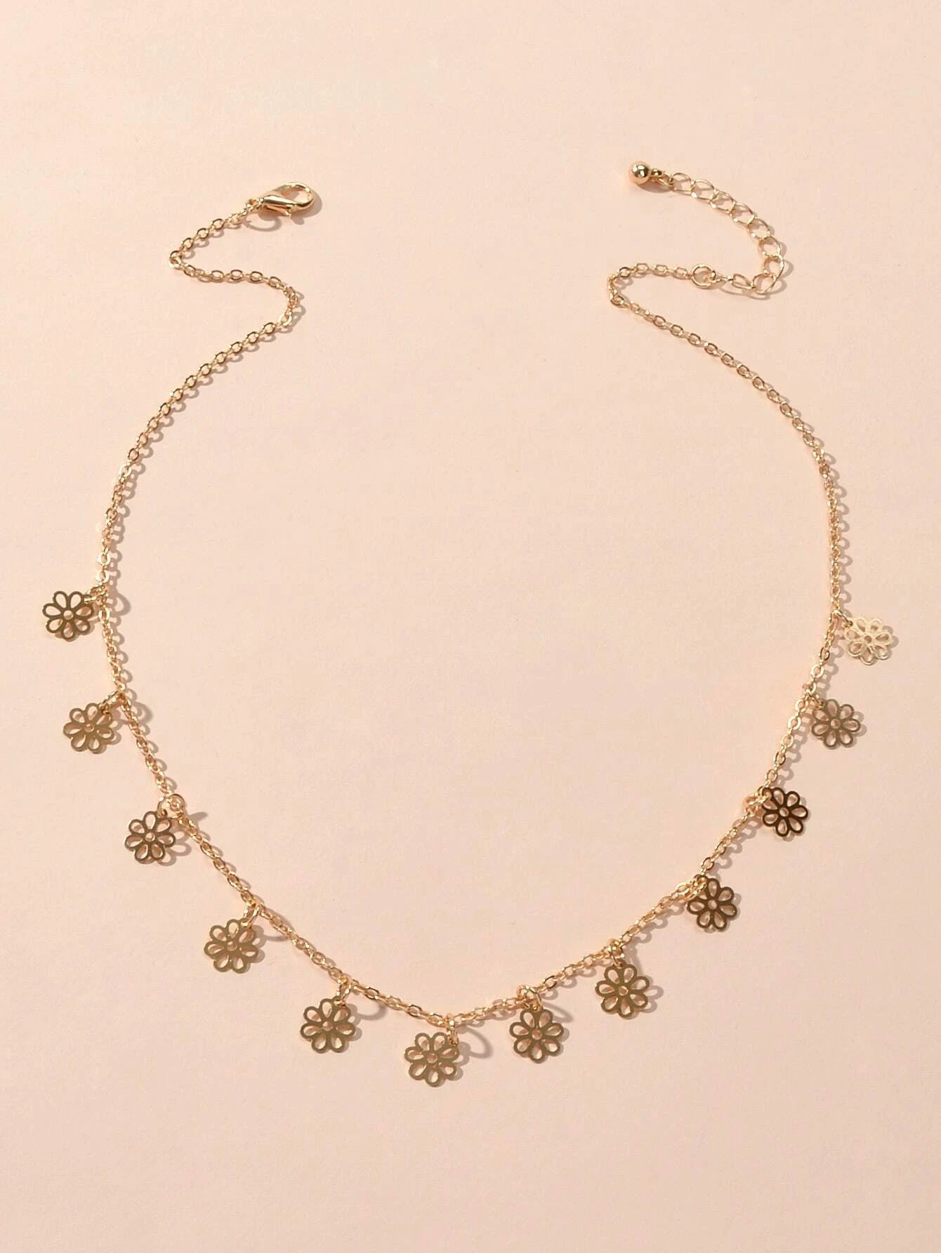 Minimalist Style Gold Silver Flower Charm Necklace Fashion Women Accessories