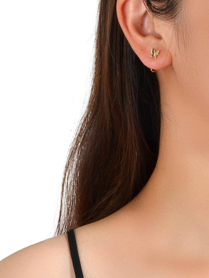 Minimalist Gold Silver Butterfly Cute Hoop Earrings Cute Stud Women Accessories
