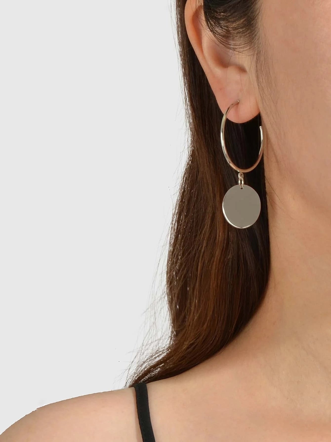 Punk Jewellery Gold Silver Round Disc Geometric Hoop Earrings Women Accessories