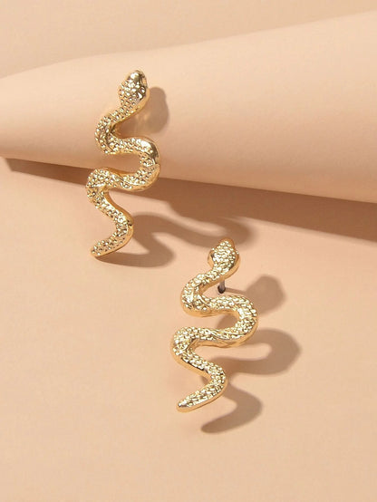 Personality Gold Silver Cute Snake Stud Pierced Earring Women Girls Accessories