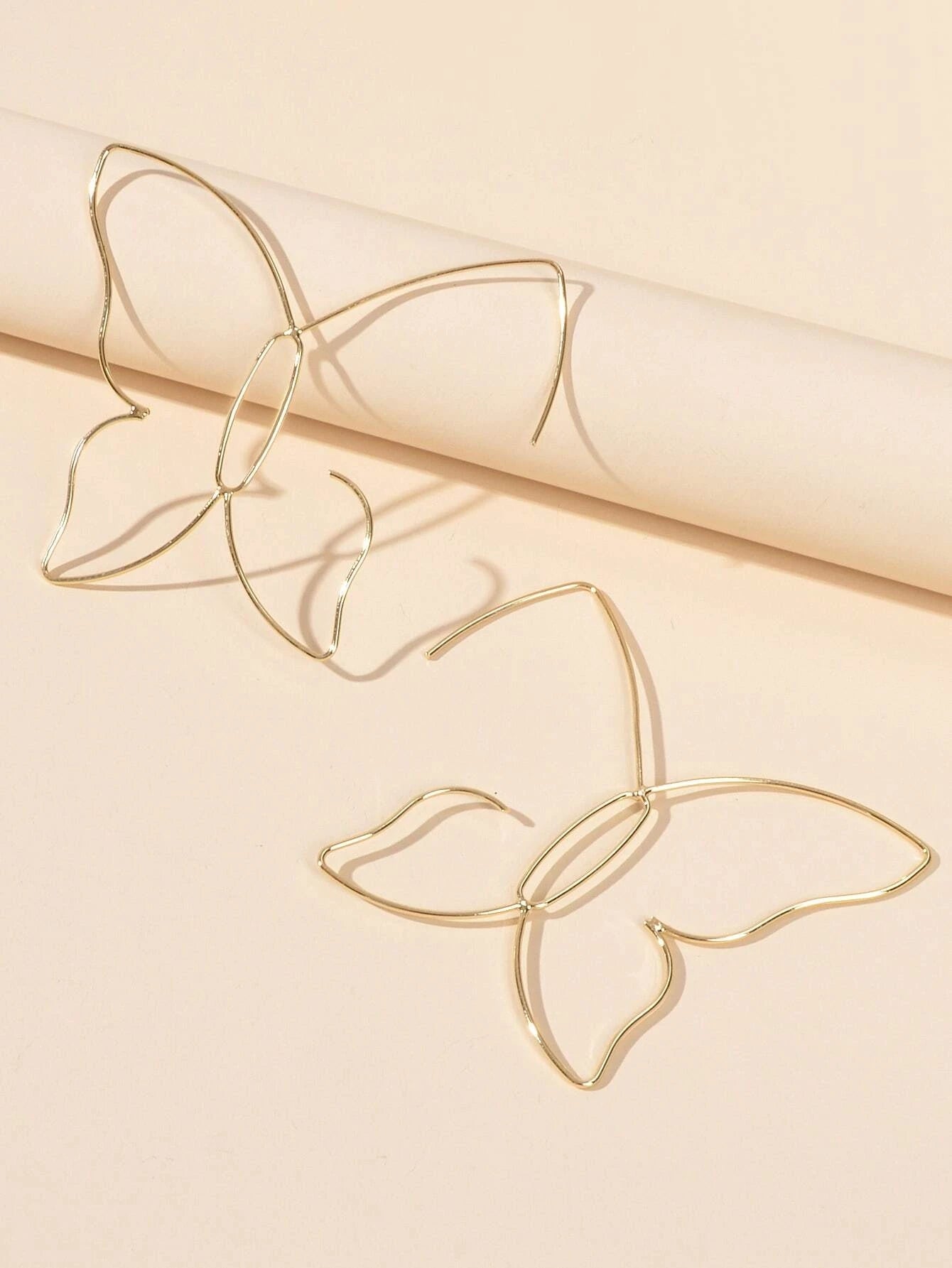 Gold Minimalist Butterfly Geometric Statement Drop Earrings Women Accessories