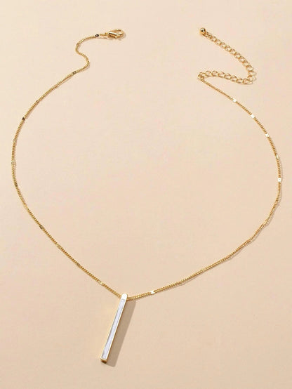 Fashion Jewellery Gold Chain White Enamel Bar Pendant Necklace Women Accessories