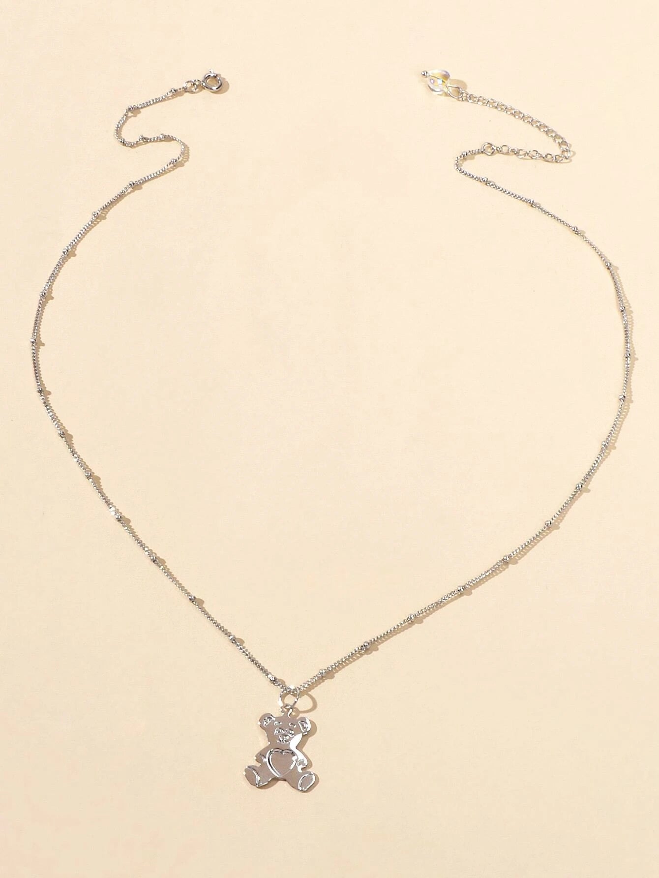 Lovely Jewellery Silver Chain Cute Bear Pendant Necklace Women Vivid Accessories