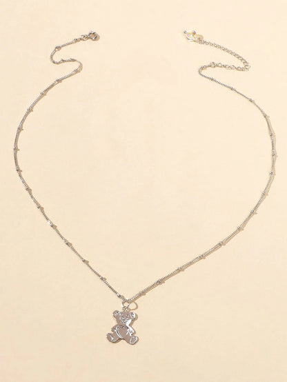 Lovely Jewellery Silver Chain Cute Bear Pendant Necklace Women Vivid Accessories