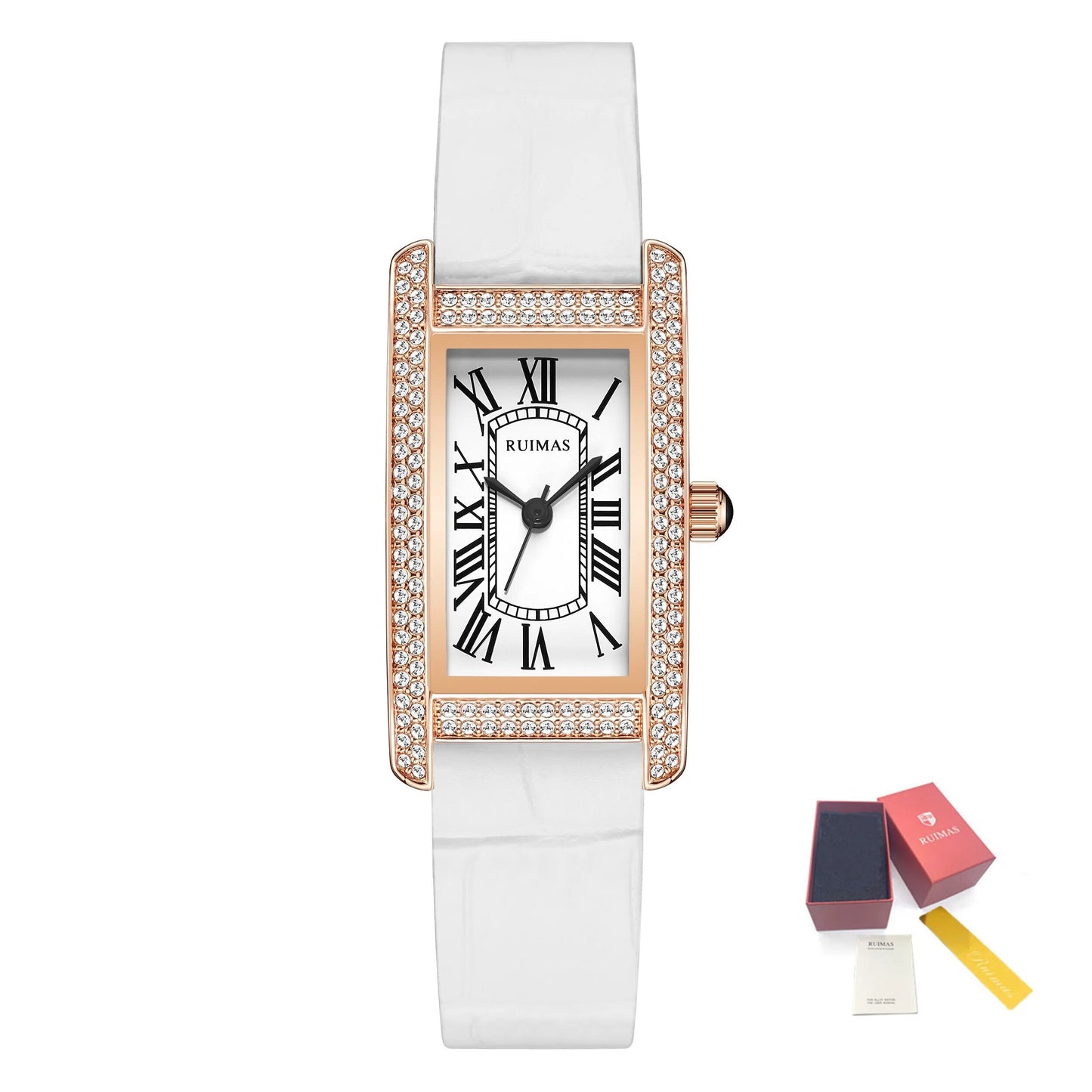 RUIMAS Brand Wrist Watches For Women Square Rose Gold WristWatch Fashion Luxury Leather Female Casual Ladies Quartz Watch Clock