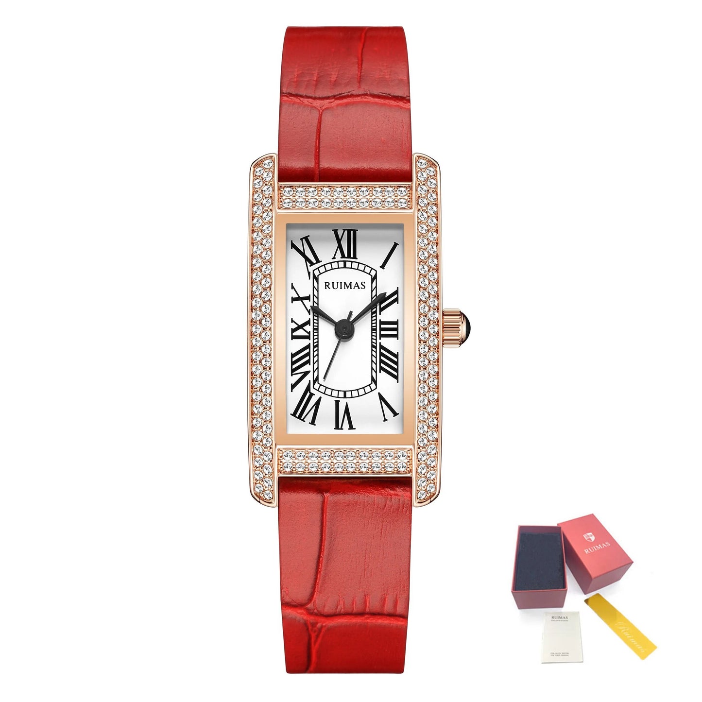 RUIMAS Brand Wrist Watches For Women Square Rose Gold WristWatch Fashion Luxury Leather Female Casual Ladies Quartz Watch Clock