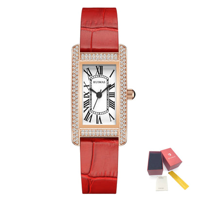 RUIMAS Brand Wrist Watches For Women Square Rose Gold WristWatch Fashion Luxury Leather Female Casual Ladies Quartz Watch Clock