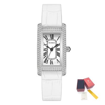 RUIMAS Brand Wrist Watches For Women Square Rose Gold WristWatch Fashion Luxury Leather Female Casual Ladies Quartz Watch Clock