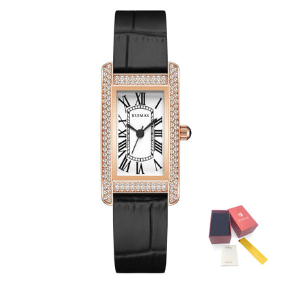 RUIMAS Brand Wrist Watches For Women Square Rose Gold WristWatch Fashion Luxury Leather Female Casual Ladies Quartz Watch Clock