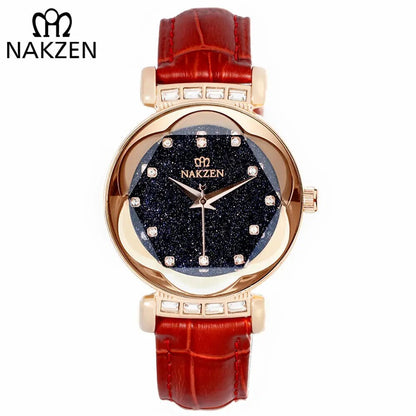 NAKZEN Women Diamond Elegant Starry Sky Watches Ladies Creative Roman Fashion Waterproof Quartz Watch Clock relogio feminino