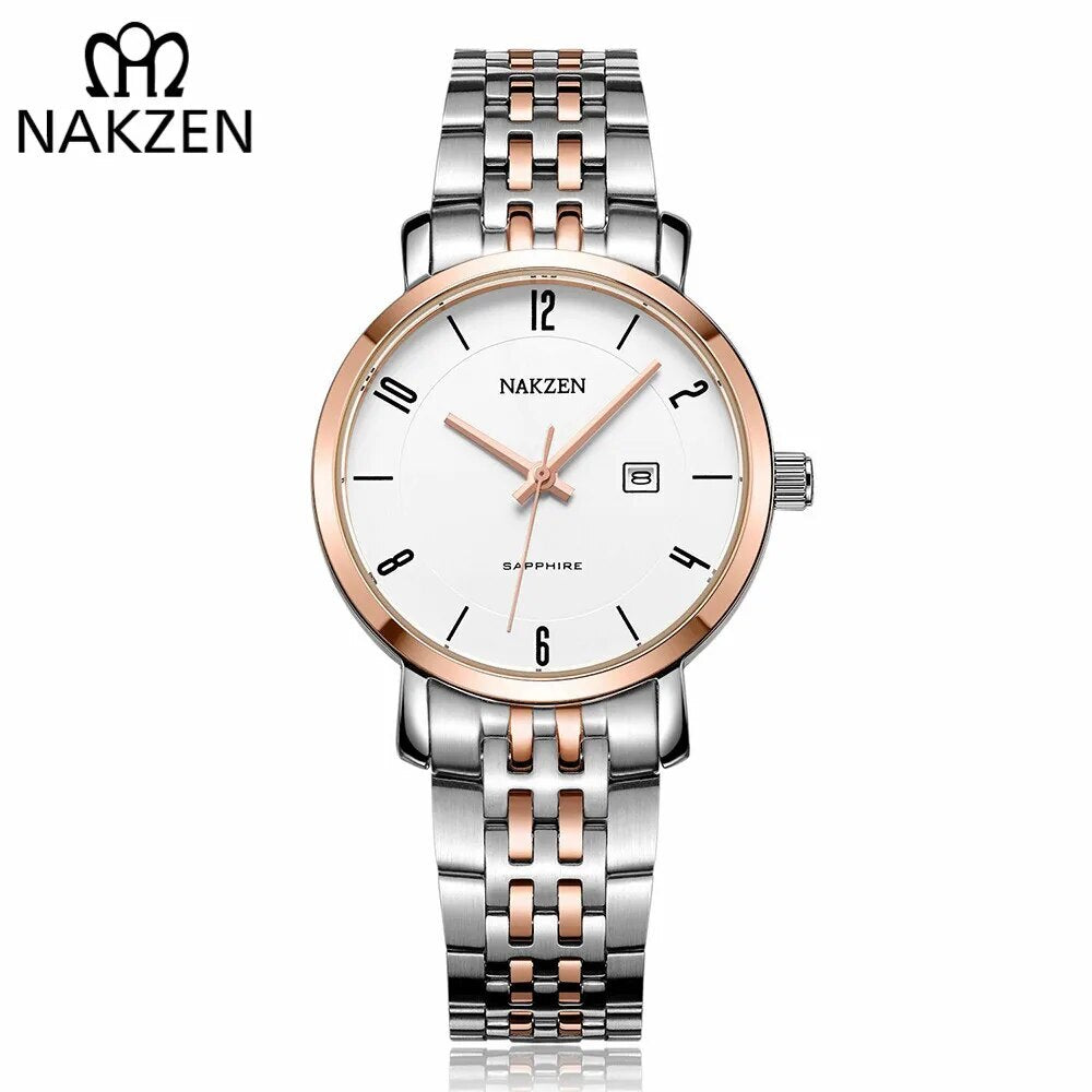 NAKZEN Luxury Tops Brand Women Quartz Wrist watch Ladies Full Steel Waterproof Watches Female Sapphire Designer Dress Watches