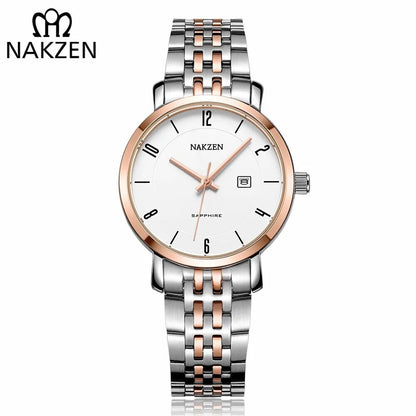 NAKZEN Luxury Tops Brand Women Quartz Wrist watch Ladies Full Steel Waterproof Watches Female Sapphire Designer Dress Watches