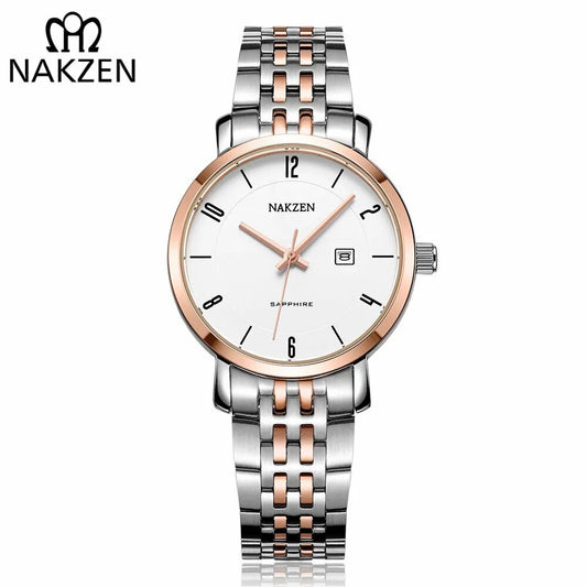 NAKZEN Luxury Tops Brand Women Quartz Wrist watch Ladies Full Steel Waterproof Watches Female Sapphire Designer Dress Watches