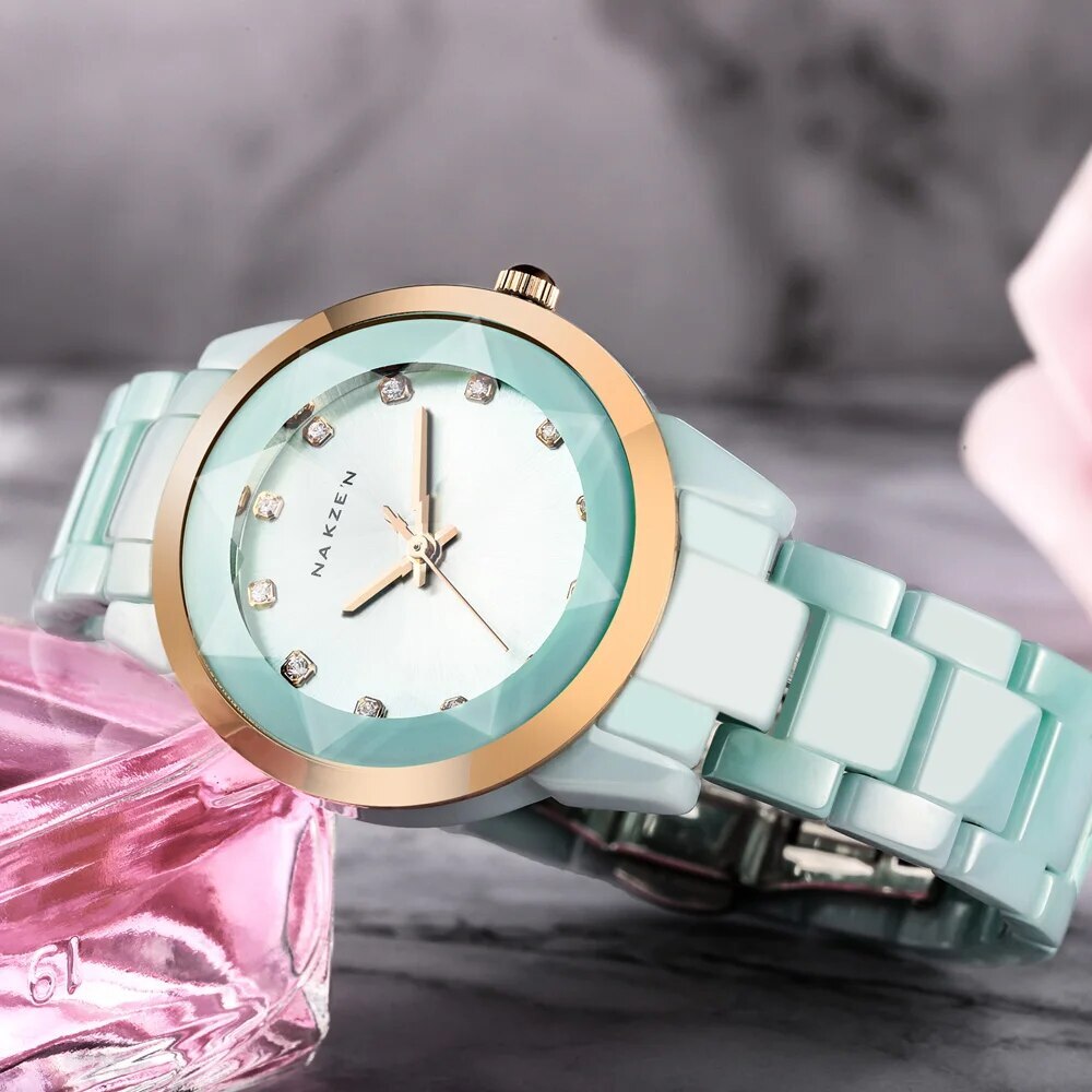 NAKZEN Women Watches Reloj Mujer Fashion Casual Ladies Bracelet Colorful Ceramic Watch Top Brand Luxury Dress Female Clock 1022