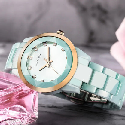 NAKZEN Women Watches Reloj Mujer Fashion Casual Ladies Bracelet Colorful Ceramic Watch Top Brand Luxury Dress Female Clock 1022