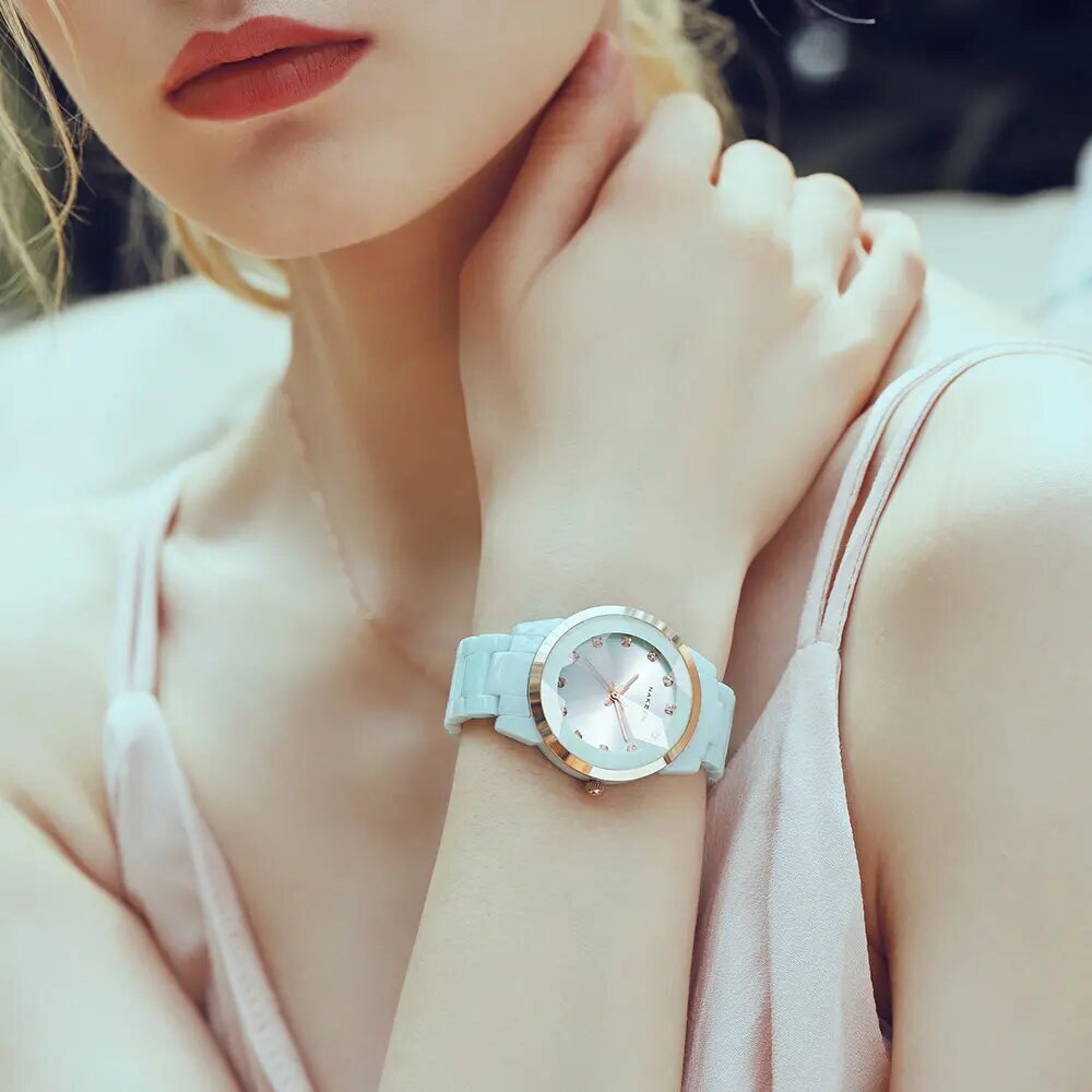 NAKZEN Women Watches Reloj Mujer Fashion Casual Ladies Bracelet Colorful Ceramic Watch Top Brand Luxury Dress Female Clock 1022