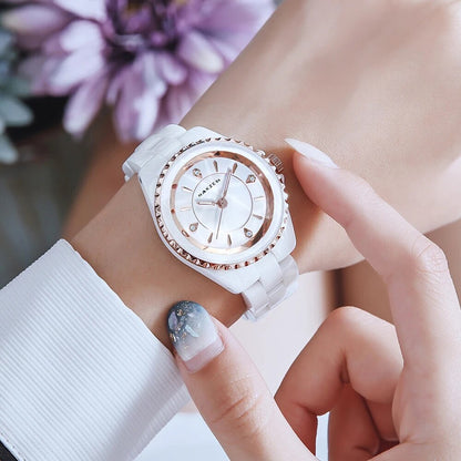 NAKZEN Ladies Ceramic Quartz Watch Women New Fashion Analog Waterproof Diamond Wristwatches For Gifts Clock Relojes Mujer