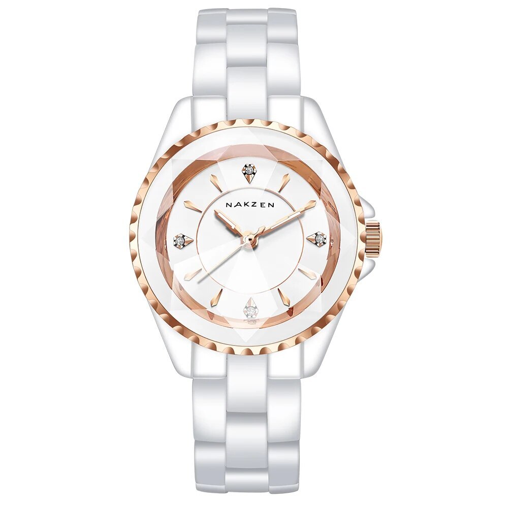 NAKZEN Ladies Ceramic Quartz Watch Women New Fashion Analog Waterproof Diamond Wristwatches For Gifts Clock Relojes Mujer
