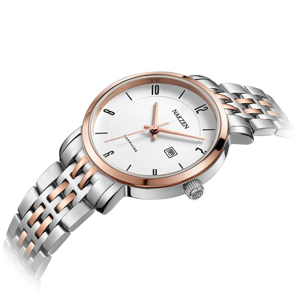 NAKZEN Luxury Tops Brand Women Quartz Wrist watch Ladies Full Steel Waterproof Watches Female Sapphire Designer Dress Watches