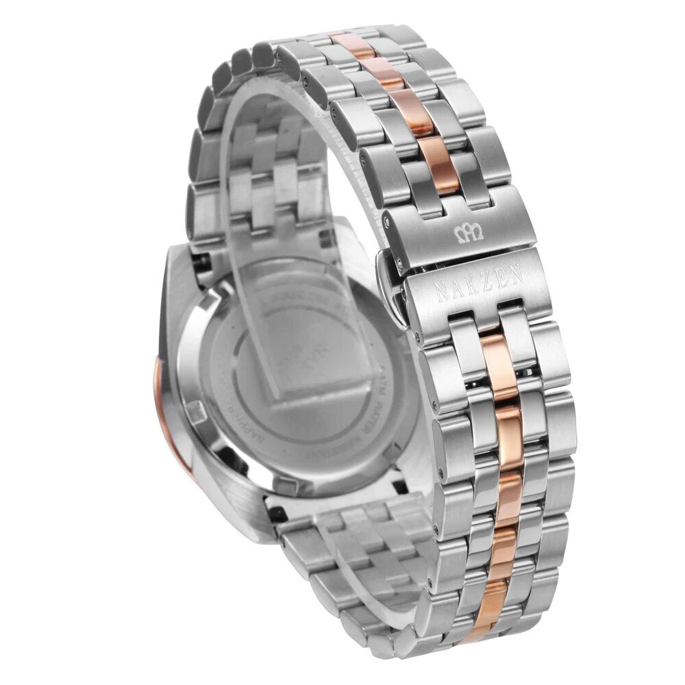 NAKZEN Womens Gold Luxury Quartz Diamond Watch Calendar Display Women Full Steel Wrist Watch Female Clock relogio masculino
