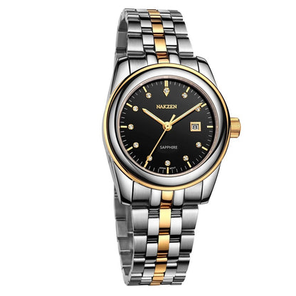 NAKZEN Womens Gold Luxury Quartz Diamond Watch Calendar Display Women Full Steel Wrist Watch Female Clock relogio masculino