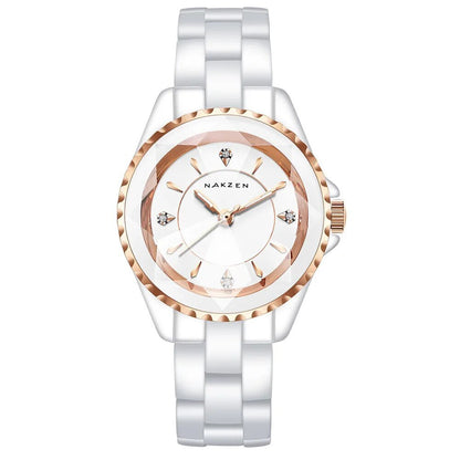 NAKZEN Ladies Ceramic Quartz Watch Women New Fashion Analog Waterproof Diamond Wristwatches For Gifts Clock Relojes Mujer
