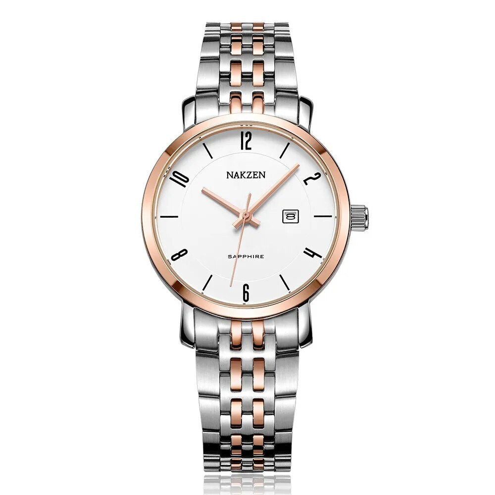 NAKZEN Luxury Tops Brand Women Quartz Wrist watch Ladies Full Steel Waterproof Watches Female Sapphire Designer Dress Watches