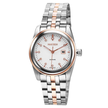 NAKZEN Womens Gold Luxury Quartz Diamond Watch Calendar Display Women Full Steel Wrist Watch Female Clock relogio masculino
