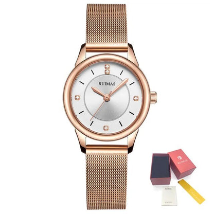 RUIMAS Women Watches Luxury Fashion Female Quartz Watch Steel Mesh Ladies Wristwatch Elegant Dress Clock Relogio Feminino 6779