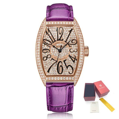 RUIMAS Luxury Diamond Women Automatic Mechanical Watches Waterproof Elegant Ladies Wrist Watch Clock Leather Reloj Mujer 6757