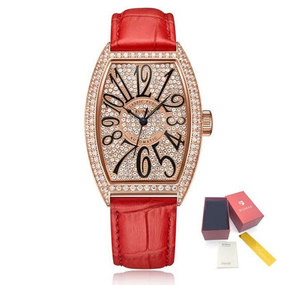 RUIMAS Luxury Diamond Women Automatic Mechanical Watches Waterproof Elegant Ladies Wrist Watch Clock Leather Reloj Mujer 6757