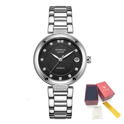RUIMAS Women Automatic Mechanical Watch Steel Strap Ladies Business Wrist Watch Fashion Waterproof Date Clock Montre Femme 6756
