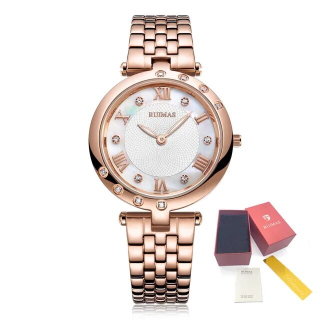RUIMAS Ladies Wrist Watch Stainless Steel Luxury Quartz Women Watches Waterproof Female Dress Clock Bracelet reloj mujer 6749