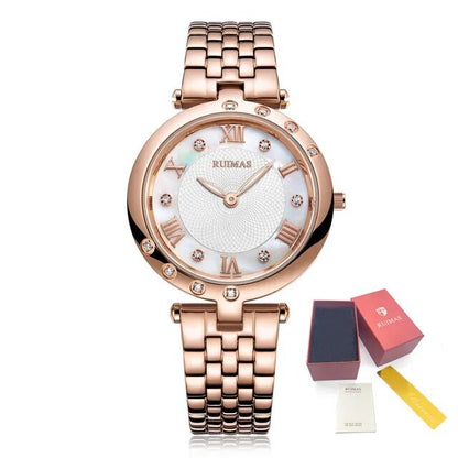 RUIMAS Ladies Wrist Watch Stainless Steel Luxury Quartz Women Watches Waterproof Female Dress Clock Bracelet reloj mujer 6749