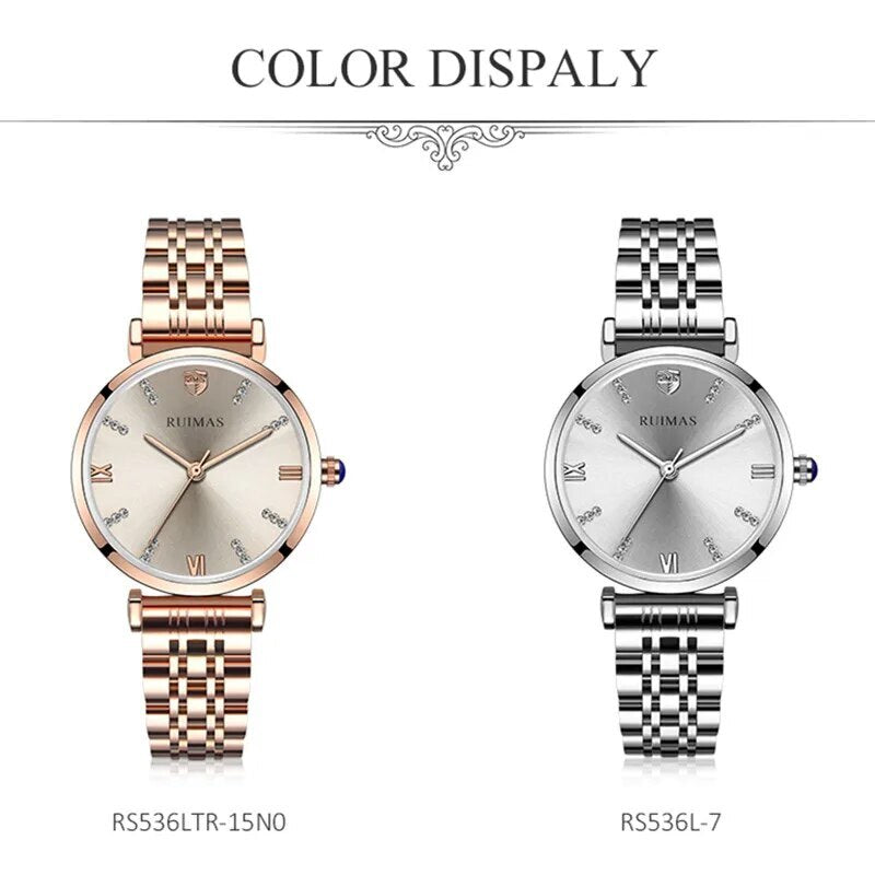 RUIMAS Women Watches Top Brand Luxury Quartz Watch Waterproof Fashion Ladies Wristwatch Stain Steel Dress Clock Reloj Mujer 536