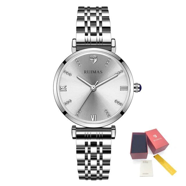 RUIMAS Women Watches Top Brand Luxury Quartz Watch Waterproof Fashion Ladies Wristwatch Stain Steel Dress Clock Reloj Mujer 536