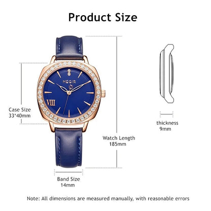 MEGIR Fashion Women Watch Luxury Diamond Leather Ladies Bracelet Watch Female Quartz Wristwatches Dress Clock Relogio Feminino