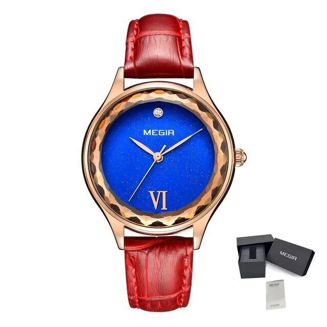 MEGIR Fashion Watch for Women Luxury Leather Casual Simple Quartz Wristwatch Waterproof Ladies Dress Clock Relogio Feminino