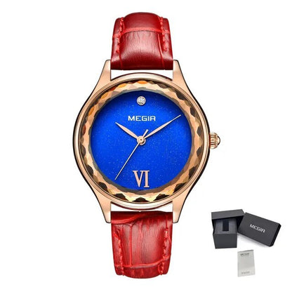 MEGIR Fashion Watch for Women Luxury Leather Casual Simple Quartz Wristwatch Waterproof Ladies Dress Clock Relogio Feminino