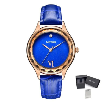 MEGIR Fashion Watch for Women Luxury Leather Casual Simple Quartz Wristwatch Waterproof Ladies Dress Clock Relogio Feminino