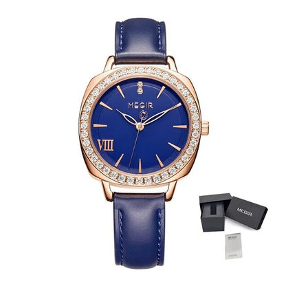 MEGIR Fashion Women Watch Luxury Diamond Leather Ladies Bracelet Watch Female Quartz Wristwatches Dress Clock Relogio Feminino
