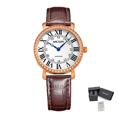 MEGIR Luxury Women Watch Business Ladies Fashion Quartz Bracelet Wrist Watches Casual Leather Band Dress Clock Montre Homme