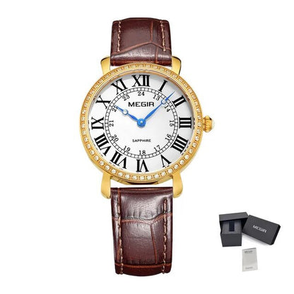 MEGIR Luxury Women Watch Business Ladies Fashion Quartz Bracelet Wrist Watches Casual Leather Band Dress Clock Montre Homme