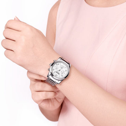 MEGIR Luxury Elegant Women Watch Stainless Steel Ladies Quartz Wristwatch Fashion Female Watches Casual Femme Relogio 2057