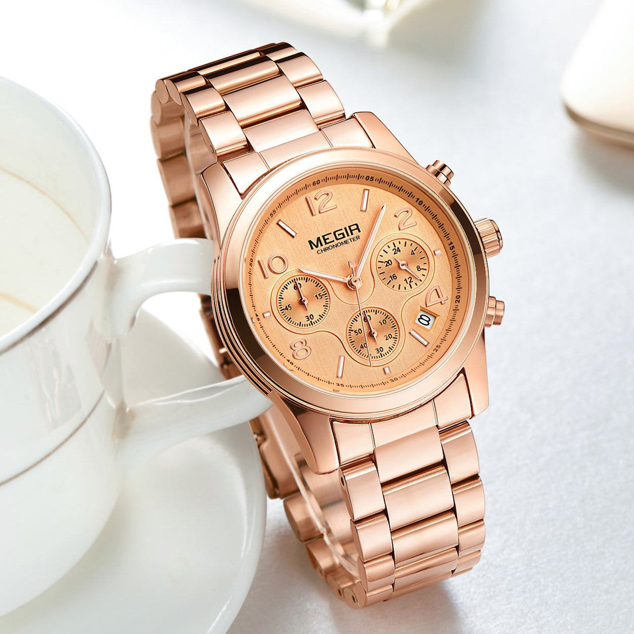 MEGIR Luxury Elegant Women Watch Stainless Steel Ladies Quartz Wristwatch Fashion Female Watches Casual Femme Relogio 2057