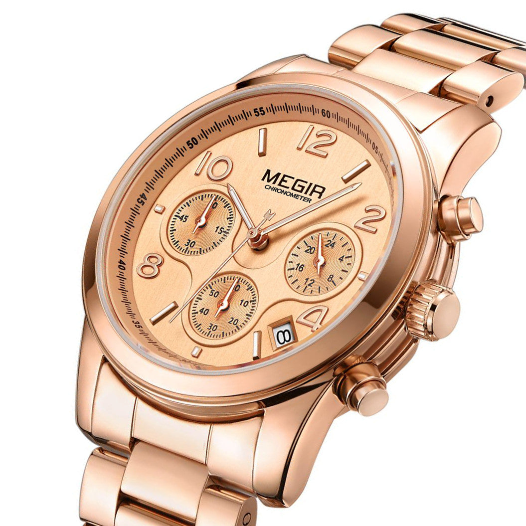 MEGIR Luxury Elegant Women Watch Stainless Steel Ladies Quartz Wristwatch Fashion Female Watches Casual Femme Relogio 2057