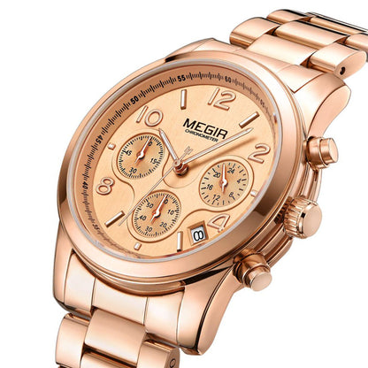 MEGIR Luxury Elegant Women Watch Stainless Steel Ladies Quartz Wristwatch Fashion Female Watches Casual Femme Relogio 2057
