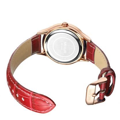 MEGIR Fashion Watch for Women Luxury Leather Casual Simple Quartz Wristwatch Waterproof Ladies Dress Clock Relogio Feminino