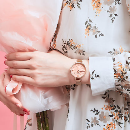 MEGIR Fashion Women Watches Top Brand Luxury Quartz Wristwatch Ladies Rose Gold Mesh Belt Business Casual Watch Reloj Mujer 7009